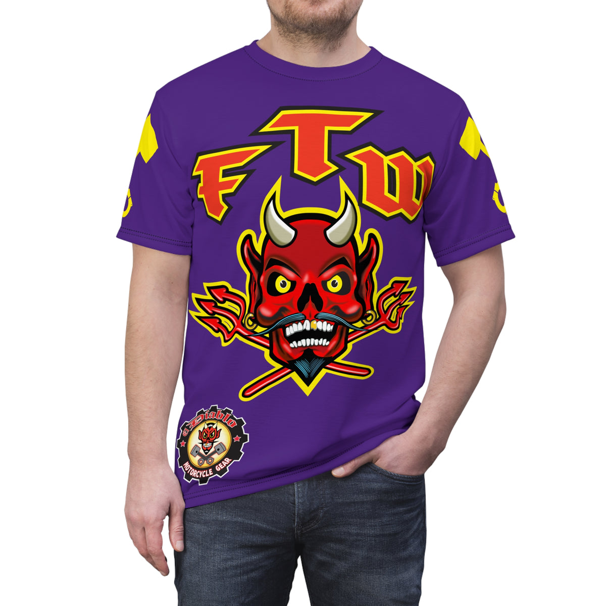 FTW Motorcycle Riders Super Tee - Edgy HiViz Colour Graphics - Show Your Attitude in Style