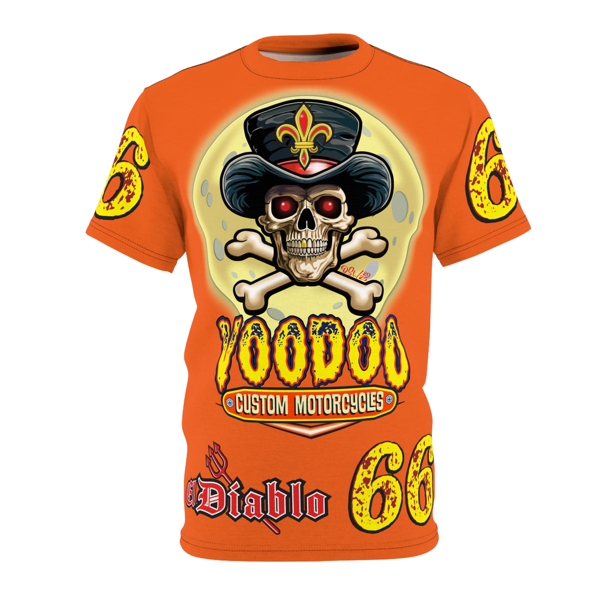 Voodoo Custom Motorcycles Unisex HiViz Tee, Edgy Graphic Shirt, Motorcycle Apparel, Skull T-Shirt, Perfect for Bikers