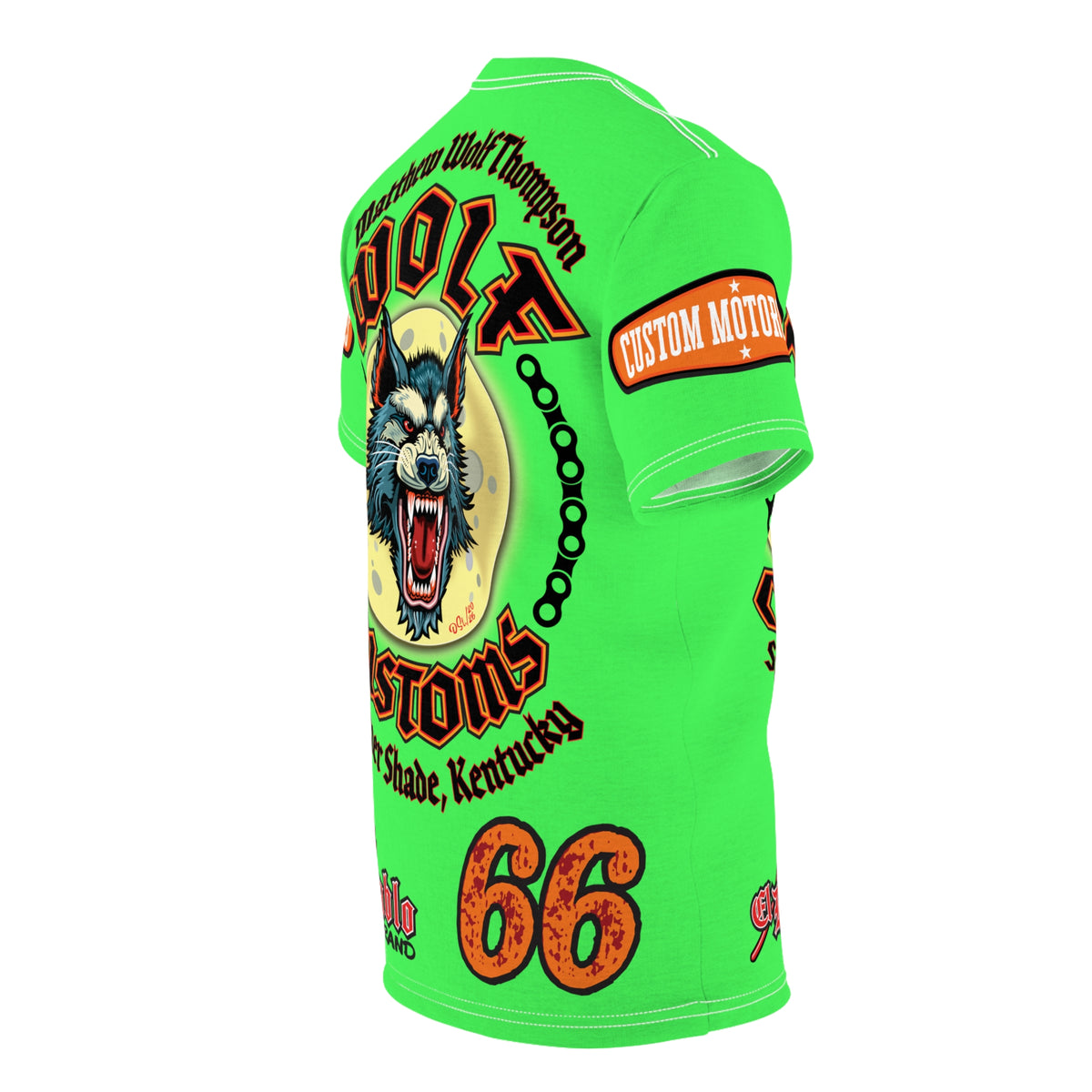 Very Special MWT Wolf Custom Motorcycles HiViZ Super Tee — Viciously Cool High Performance Motorcycle Riding Shirt