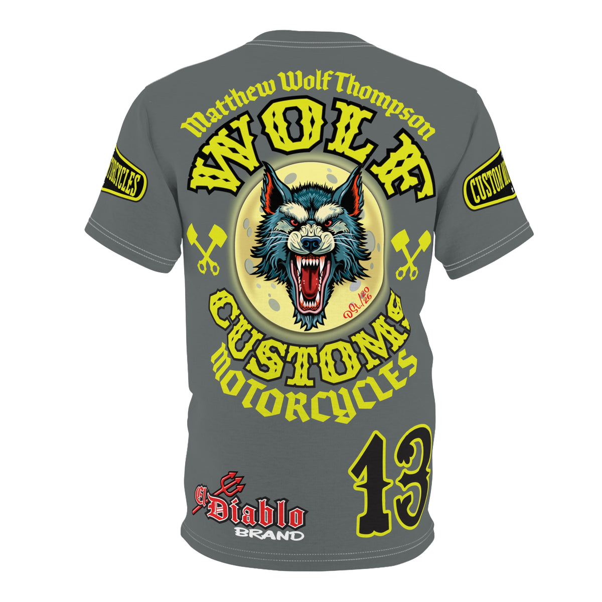 SRT MWT Wolf Customs 13 HiViZ Lumina Graphics -- Super Riding Tee — Retro Motorcycle Club Shirt, The Best Biker Riding Tee EVER !!!