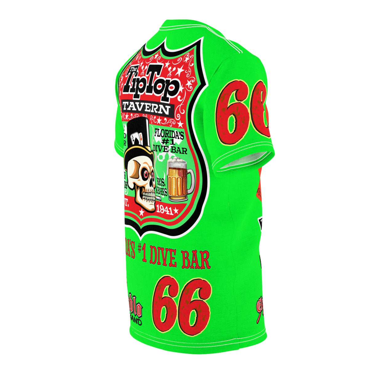 VERY SPECIAL Tip Top Tavern Dive Bar -HiViZ Lumina Green Super Riding Tee (*Limited Edition) - Florida's Best Dive Bar, Bikes Beers Babes & Bros. - Honouring Biker Bars