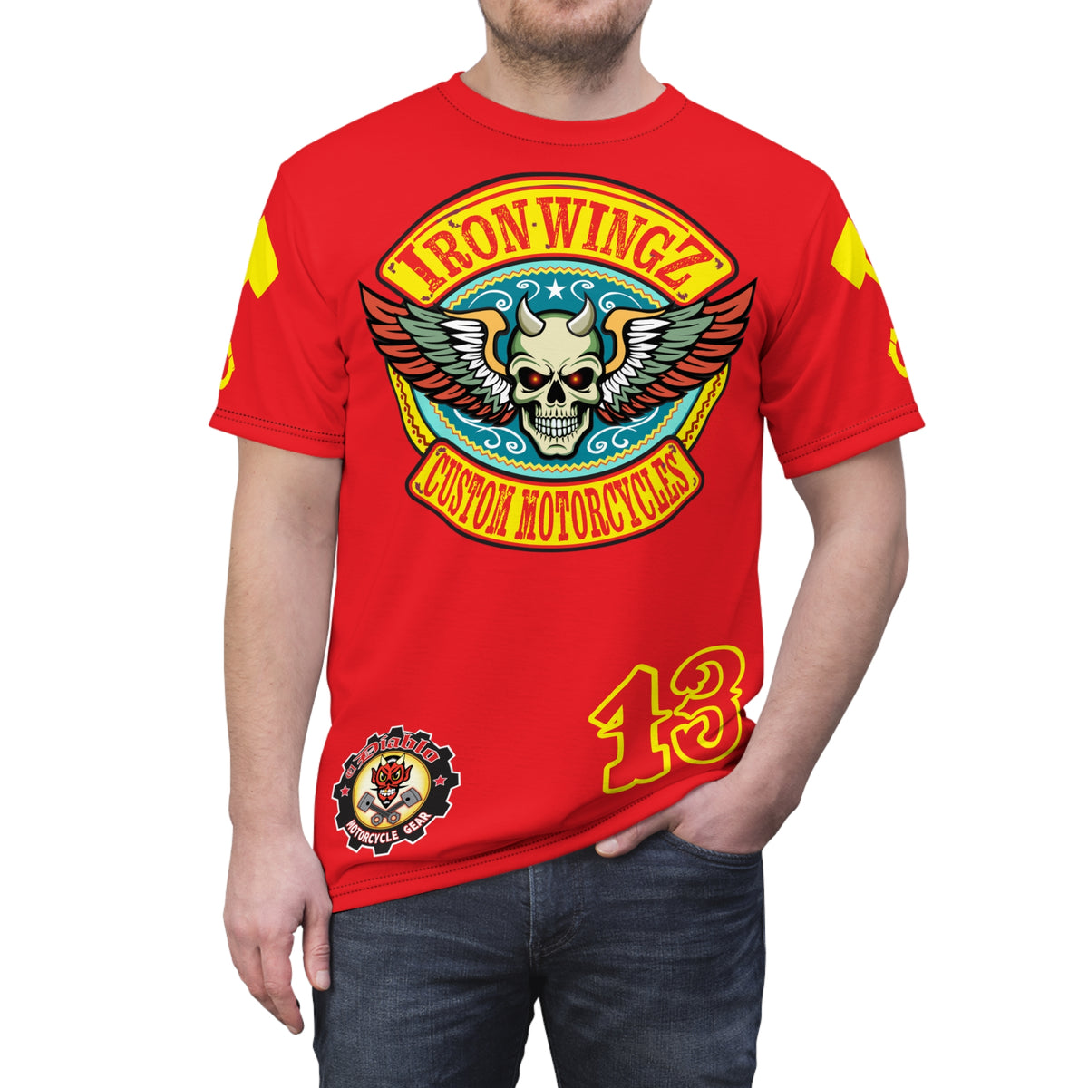 SRT Iron WingZ Custom Motorcycles Graphic Super Riding Tee, Edgy Streetwear, Customized Apparel, Gift for Bikers