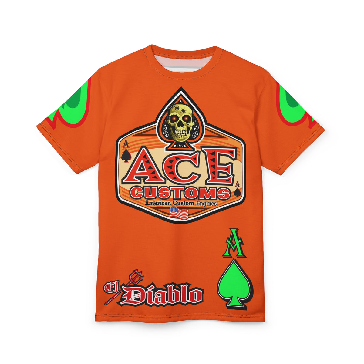 American Custom Engines ACE - Specially Designed Lumina Green  Ace of Spades Death Card High visibility Graphics