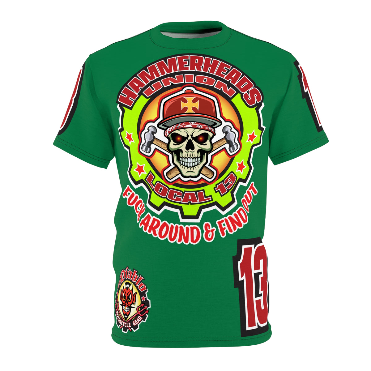 Hammerheads Union Local 13 (FAFO Version) HiViz Super Tee - Rough Tough Bad Attitude Motorcycle Riding Tee