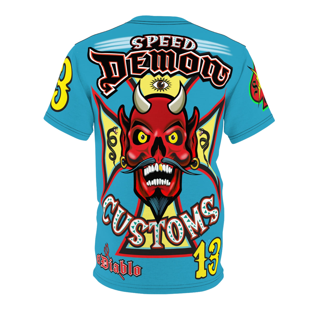 Speed Demon Custom Hell Fire HiViz Unisex Tee - Bold Graphic Harley Enthusiast Super T