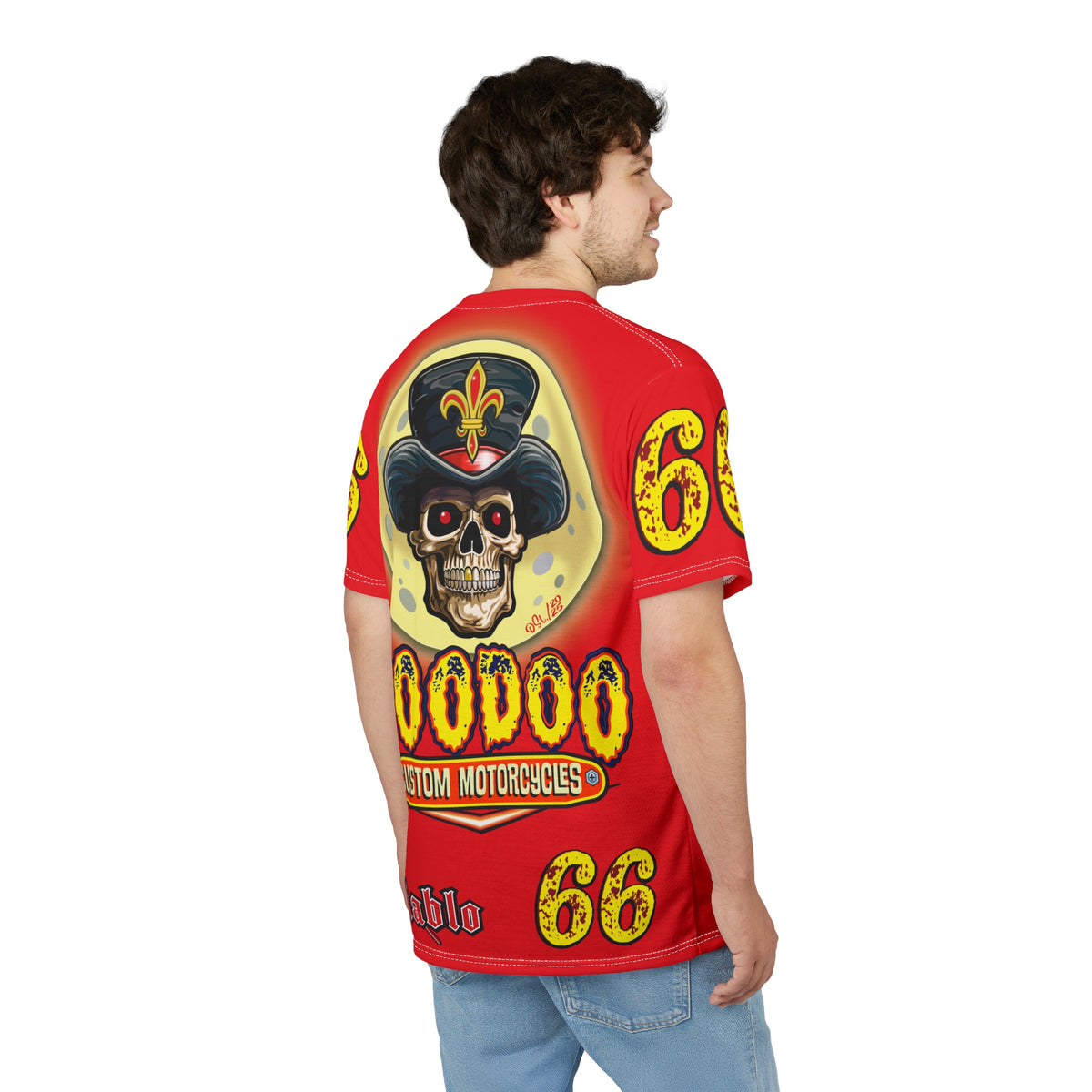 Voodoo Custom Motorcycles Unisex HiViz Tee, Edgy Graphic Shirt, Motorcycle Apparel, Skull T-Shirt, Perfect for Bikers