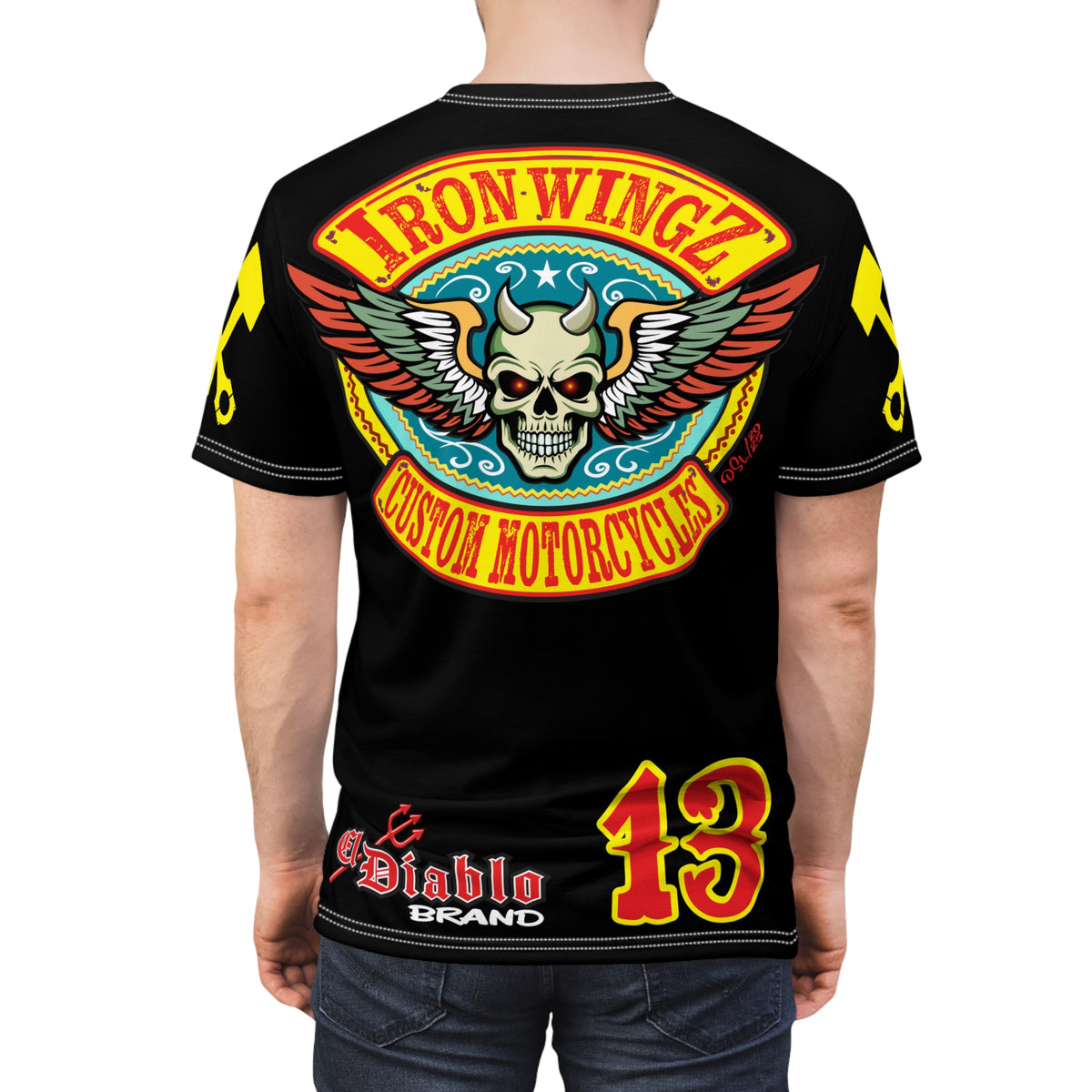 SRT Iron WingZ Custom Motorcycles Graphic Super Riding Tee, Edgy Streetwear, Customized Apparel, Gift for Bikers