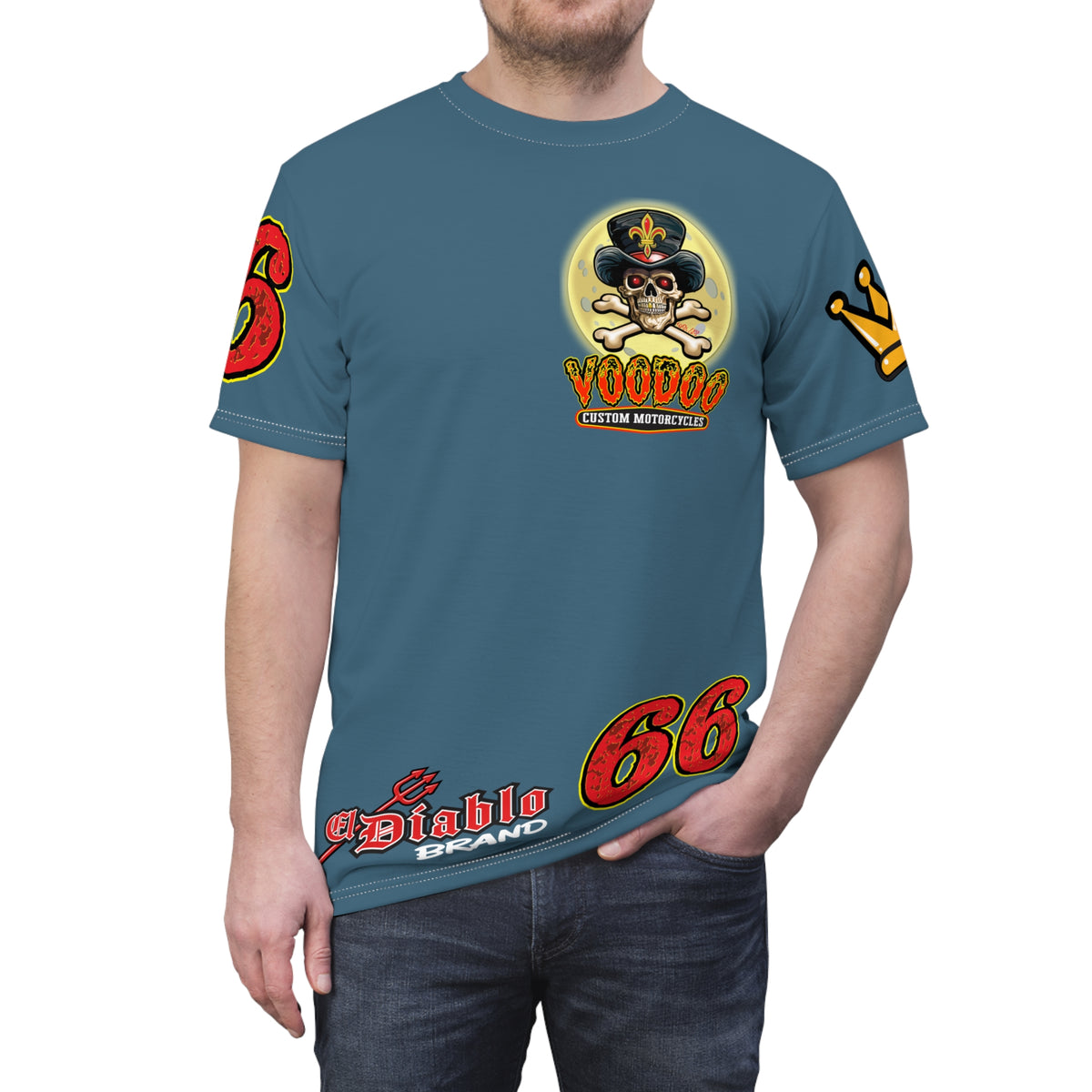 SRT VooDoo Custom Motorcycles Route 66 Unisex Super Tee - High Performance Riding Gear