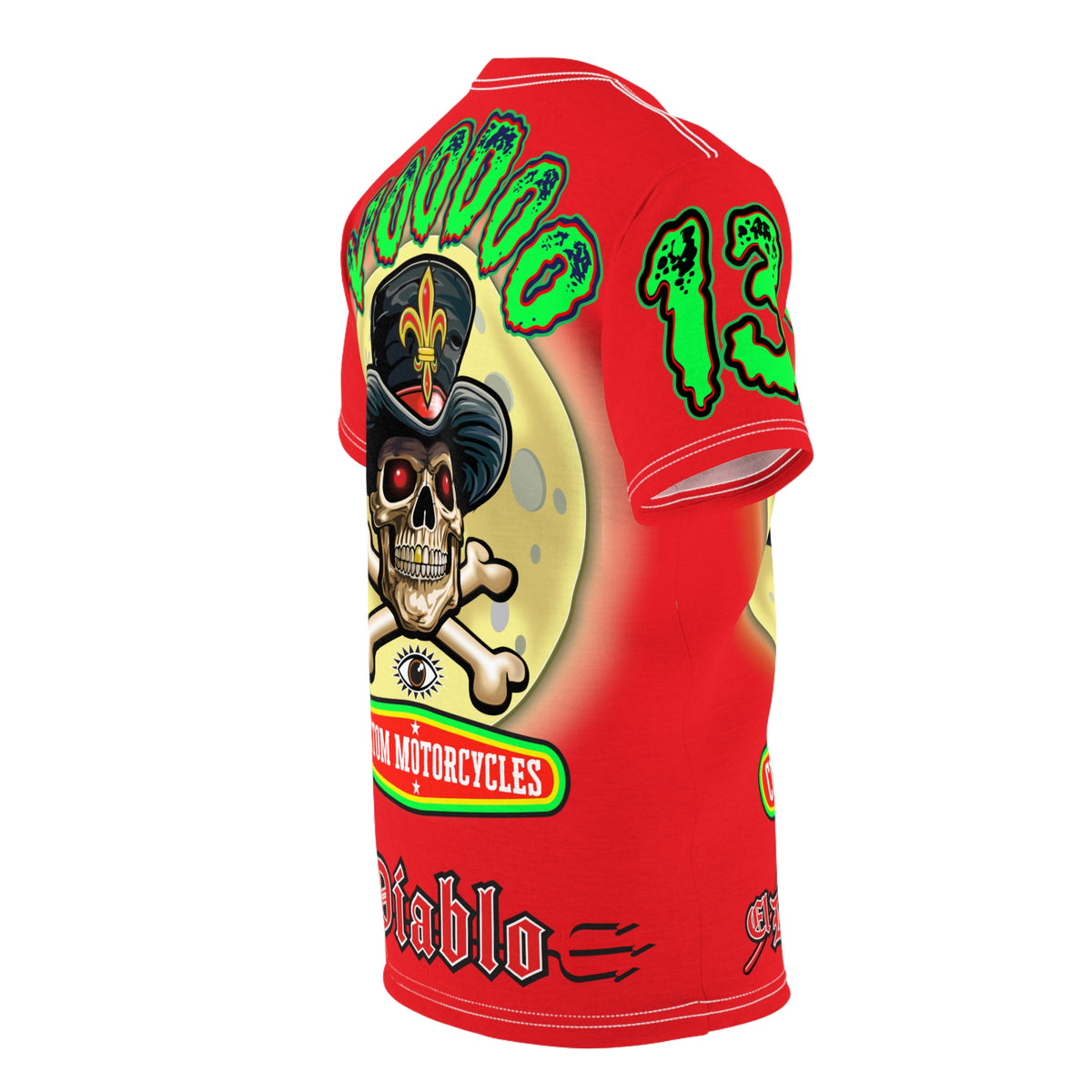 Voodoo Custom Motorcycles HiViz Super Tee, Unique XL Graphics, Custom HiViz Apparel