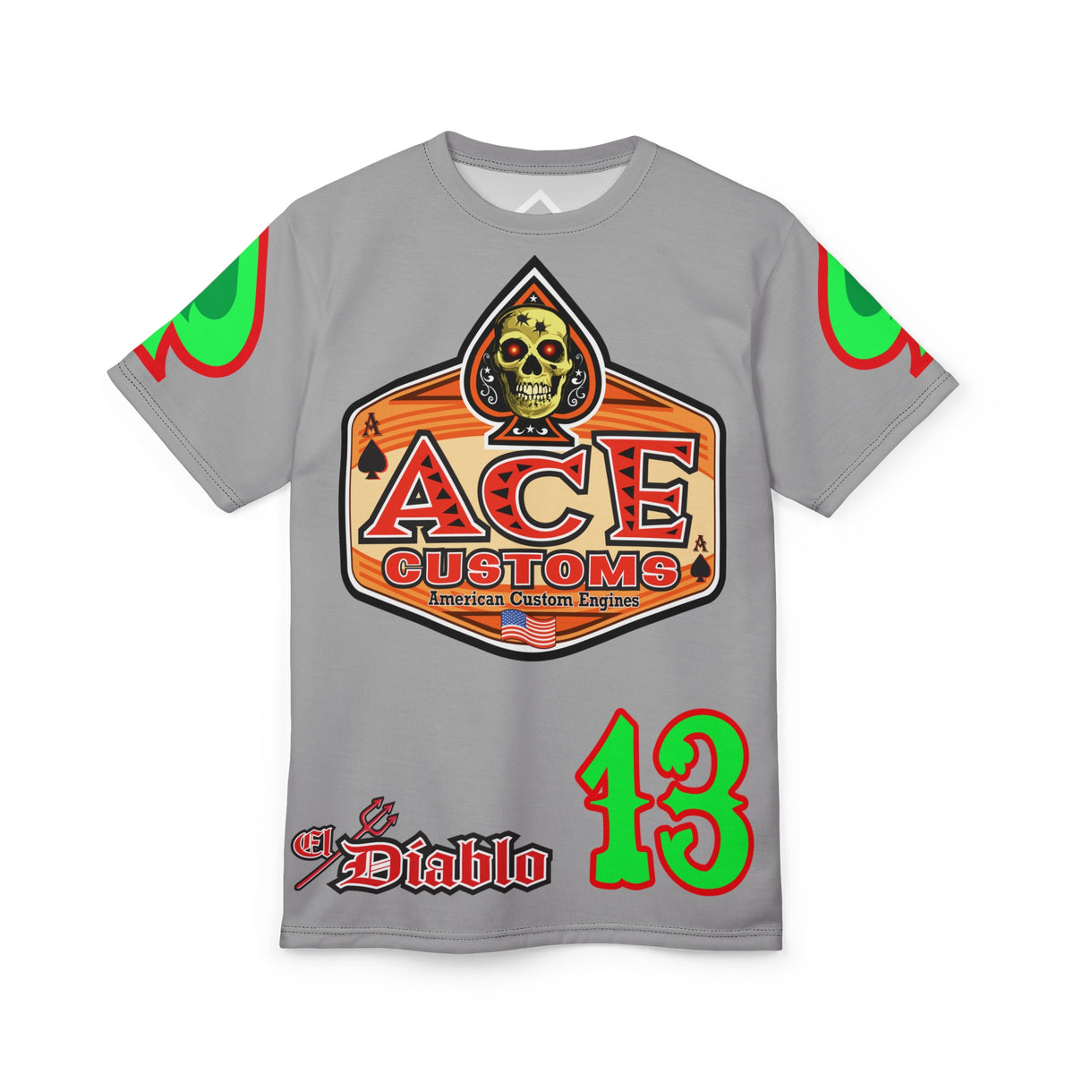 American Custom Engines ACE - Special Lumina Green  Ace of Spades Death Card High visibility Graphics