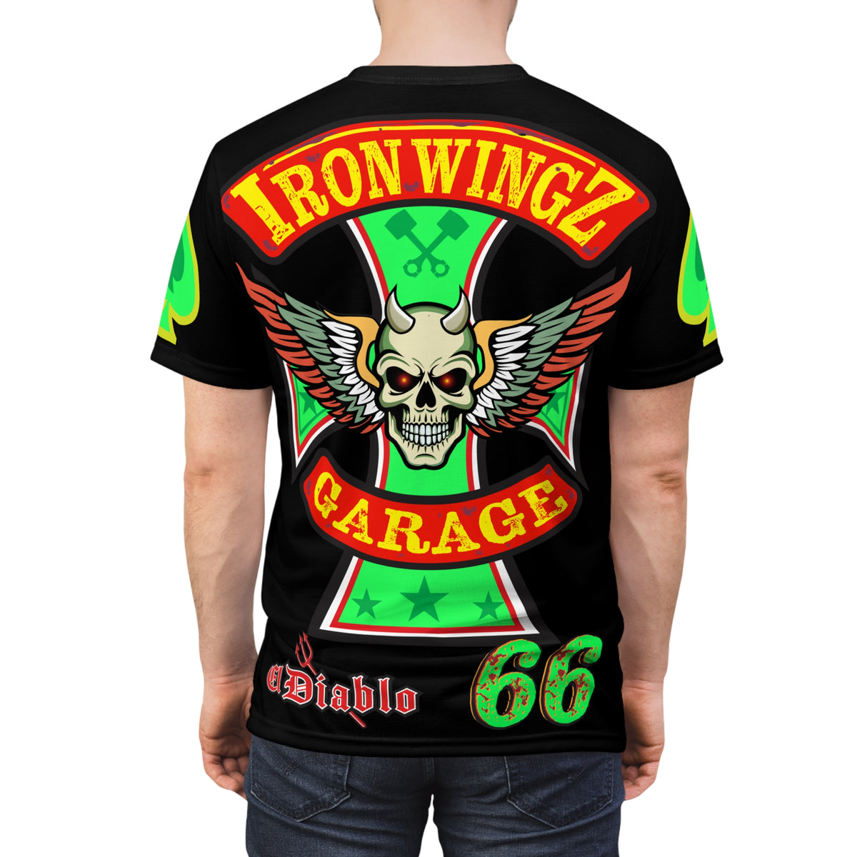 Iron Wingz Custom Motorcycle Unisex Super Tee - Bold Graphic Tee for Bikers