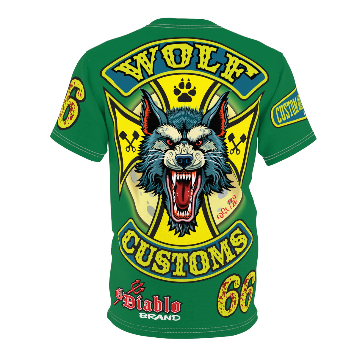 MWT Wolf Customs '66 Graphic HiViZ Super Tee — Retro Motorcycle Club Shirt, The Best Biker Riding Tee EVER !!!