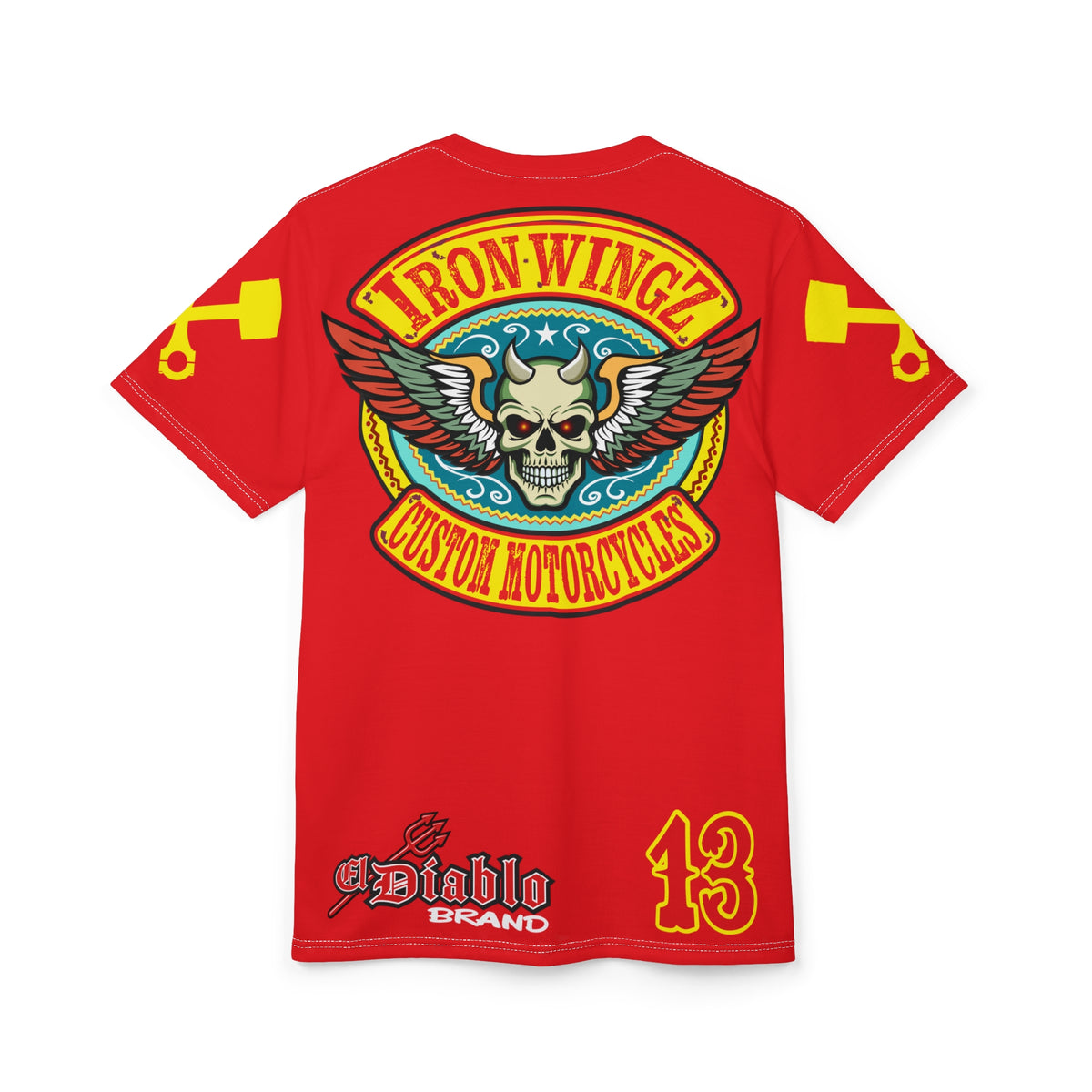 SRT Iron WingZ Custom Motorcycles Graphic Super Riding Tee, Edgy Streetwear, Customized Apparel, Gift for Bikers