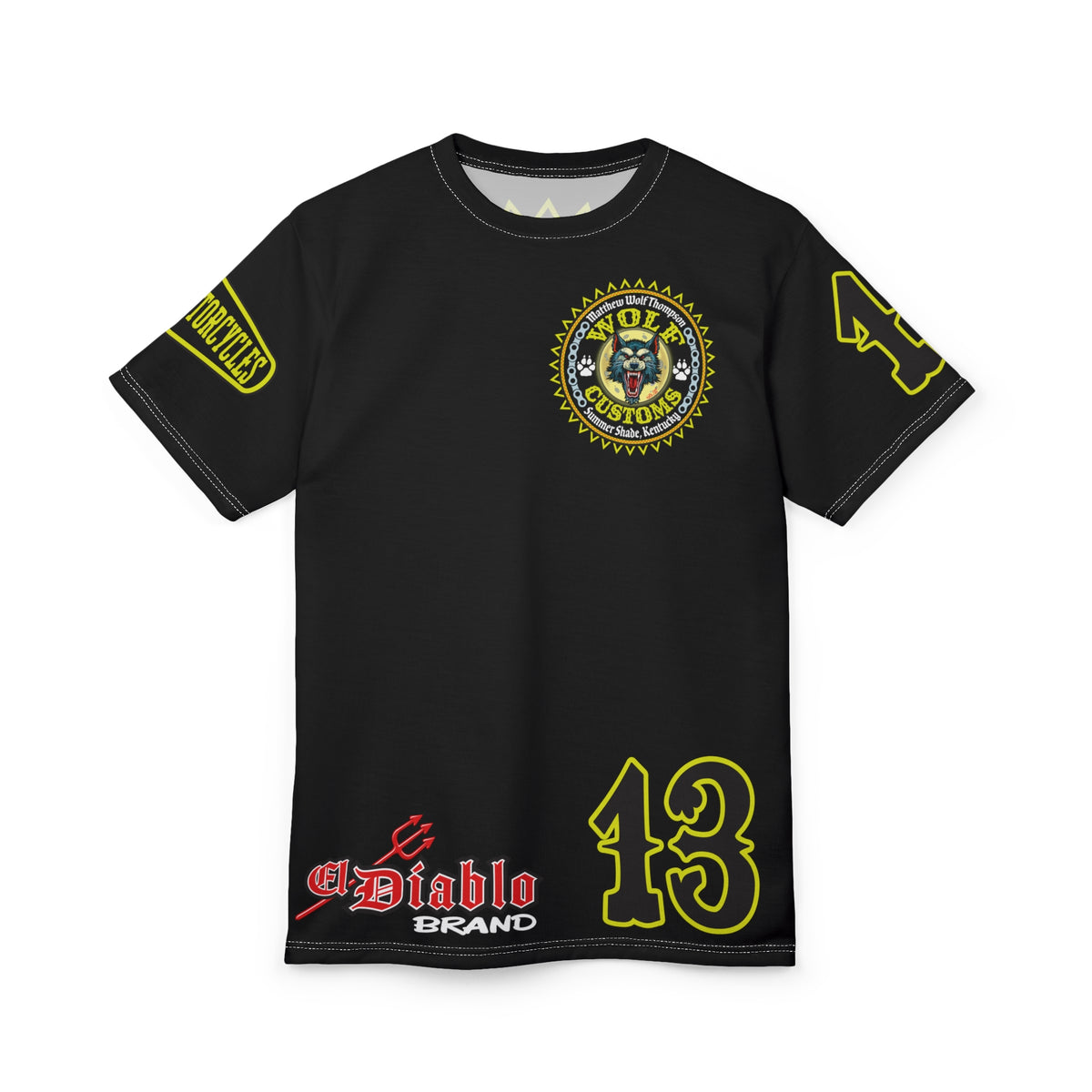 SRT MWT Wolf Customs 13 Black Graphic Super Riding Tee — Retro Motorcycle Club Shirt, The Best Biker Riding Tee EVER !!!