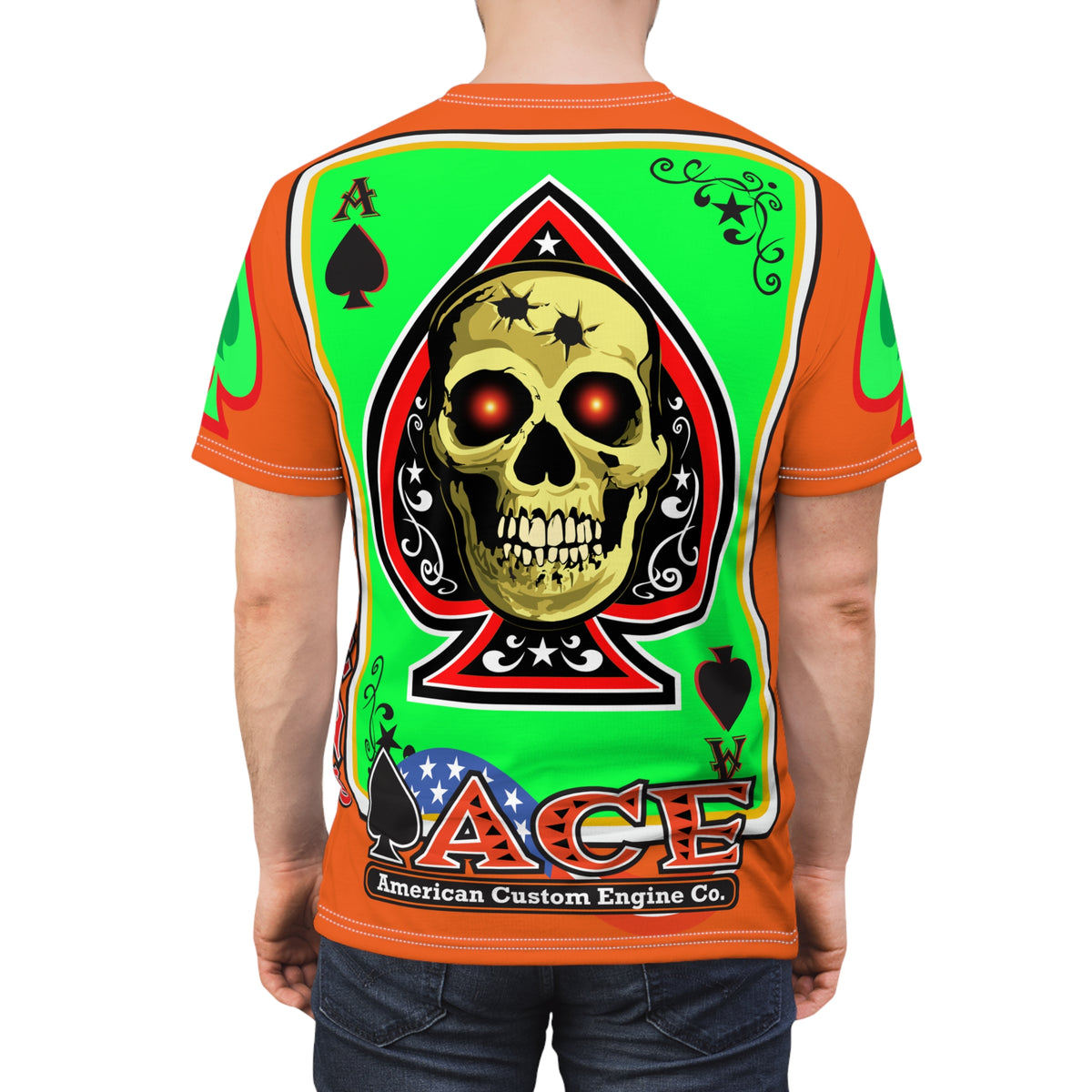 American Custom Engines ACE - Specially Designed Lumina Green  Ace of Spades Death Card High visibility Graphics