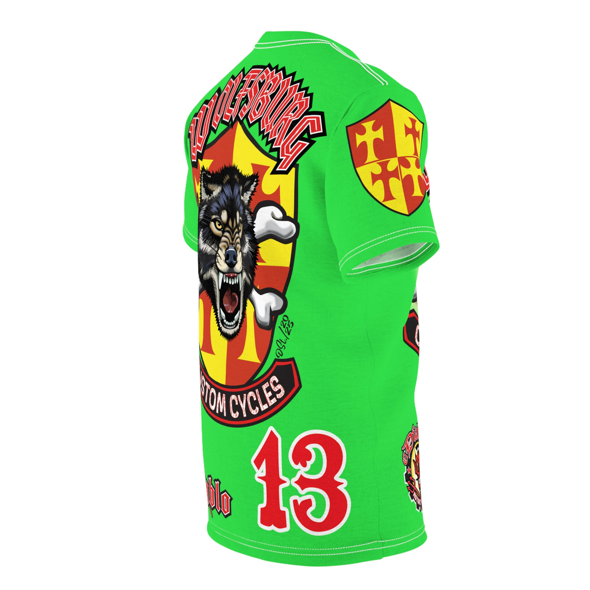Very Special Wolfsburg Custom Cycles HiViz Graphic Super Tee for Bikers