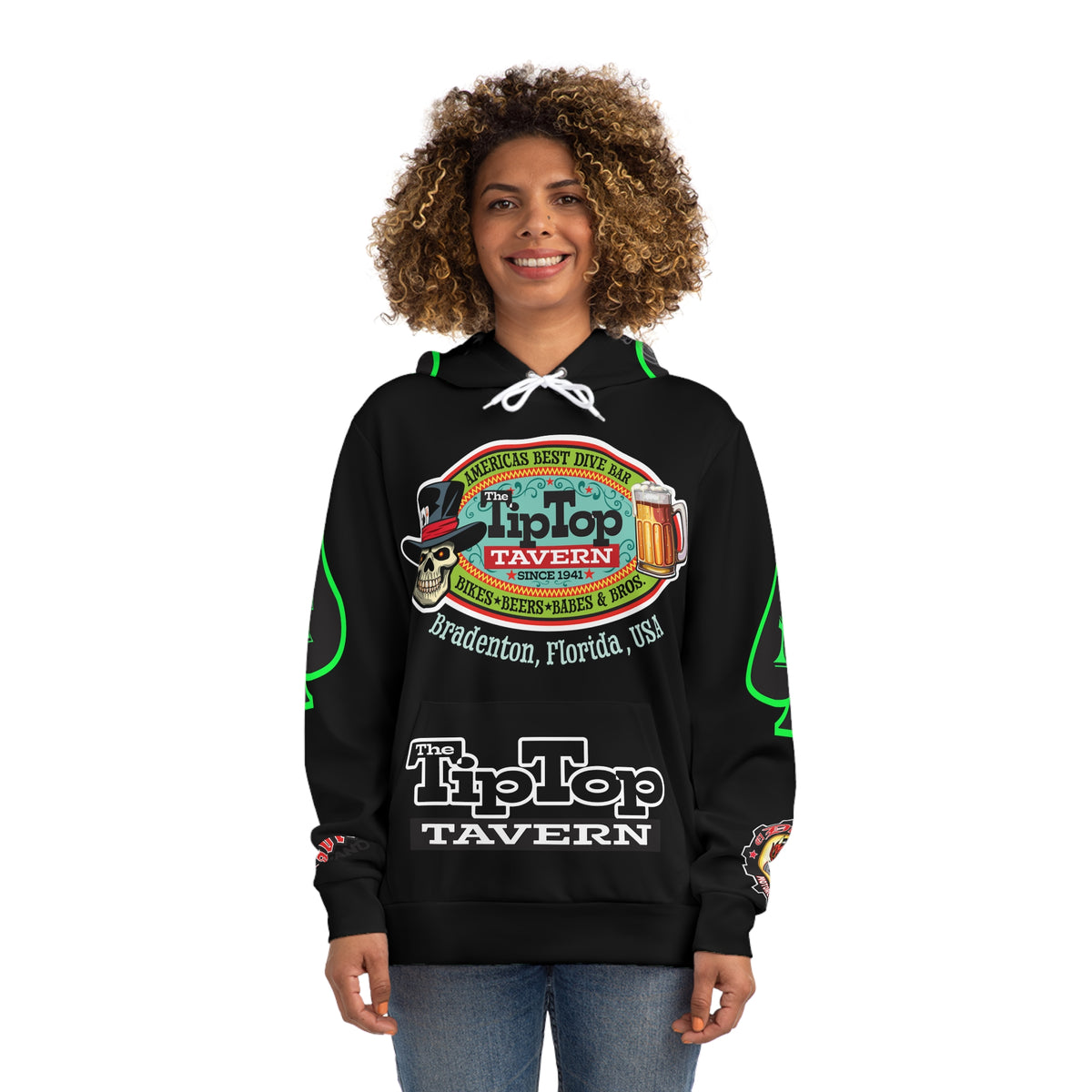 HoodZ Tip Top Tavern America's Best Dive Bar Super Hoodie - Ace of Spades Special Edition - High Visibility Lumina Green Accents