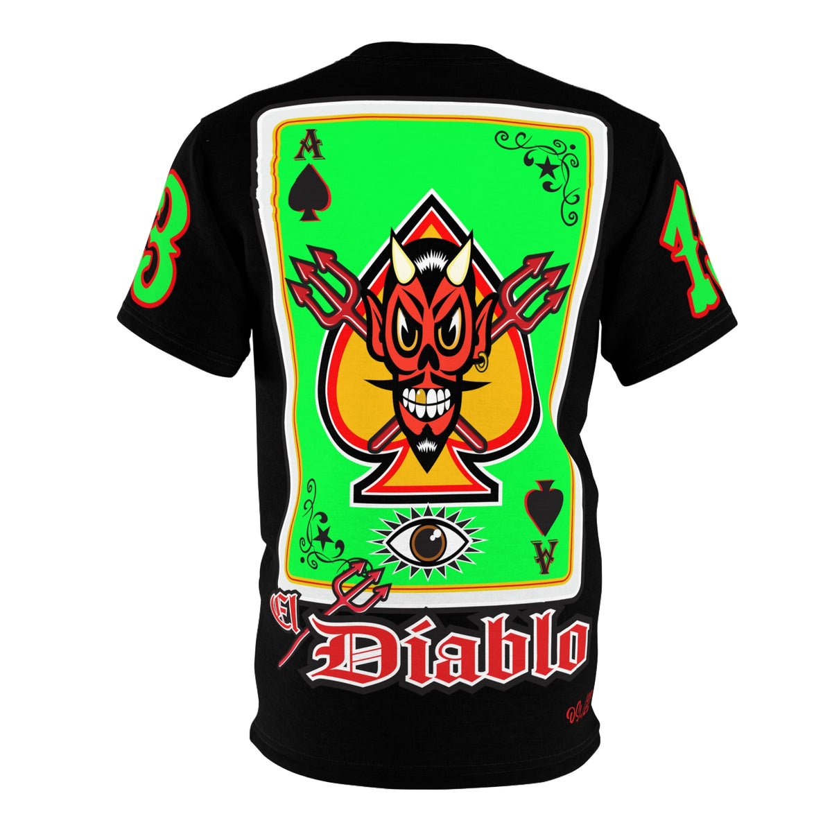 El Diablo Night Ryder HiViz Super Tee, Huge HiViz Back Graphic, See & be seen !!!