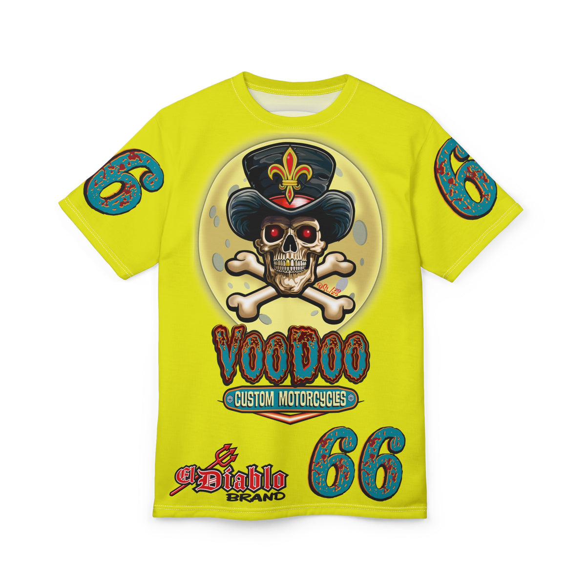 VERY Special HIVIZ Voodoo Customs Graphic Super Tee –  Edgy Style Riding Tee for Bikers