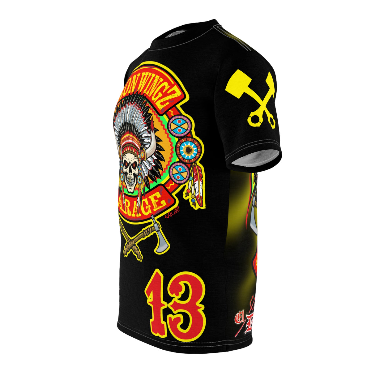 Iron WingZ Customs HIviz Graphic Super Tee, Edgy Streetwear, Customized Apparel, Gift for Bikers