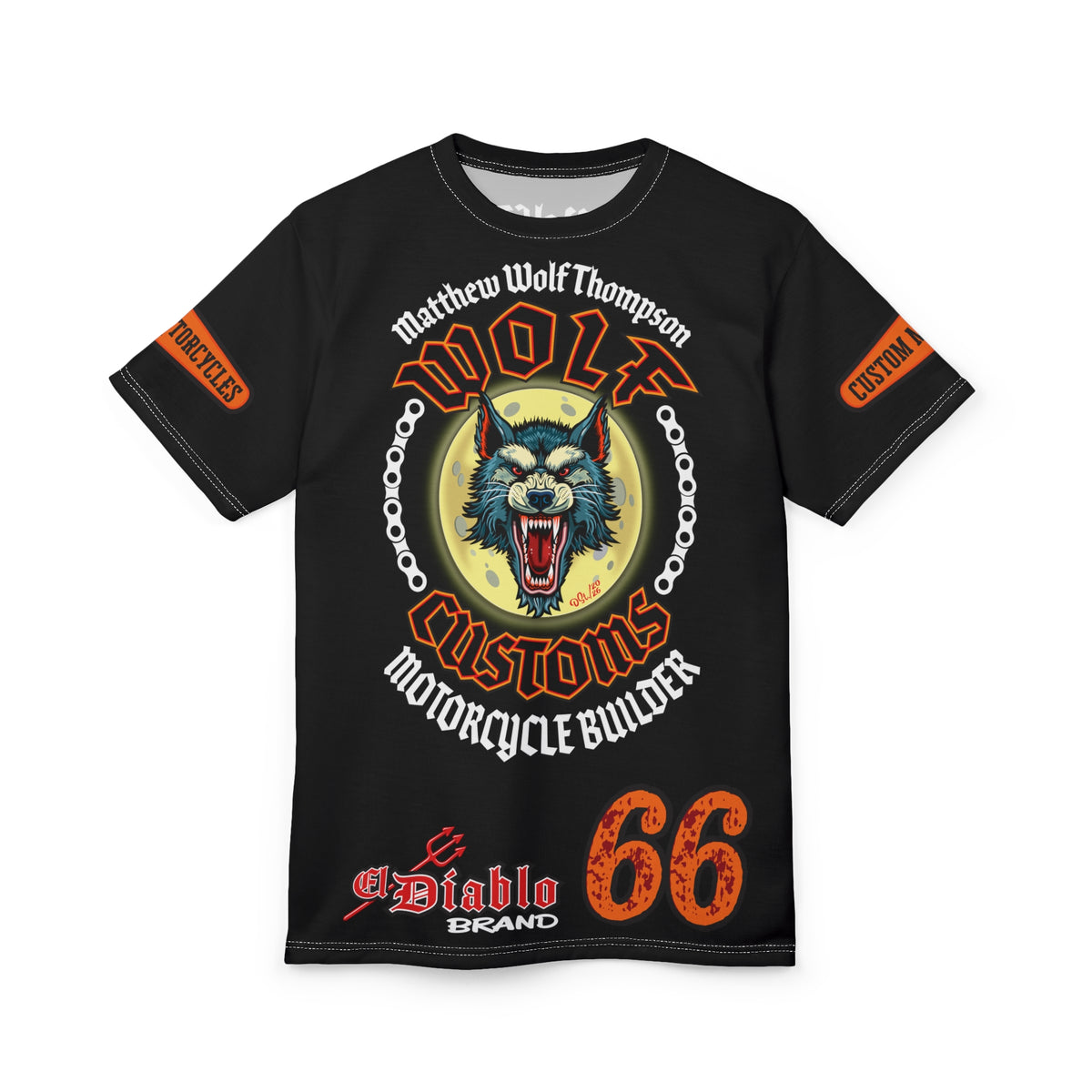 MWT Wolf Custom Motorcycles Super Tee — Viciously Cool High Performance Motorcycle Riding Shirt