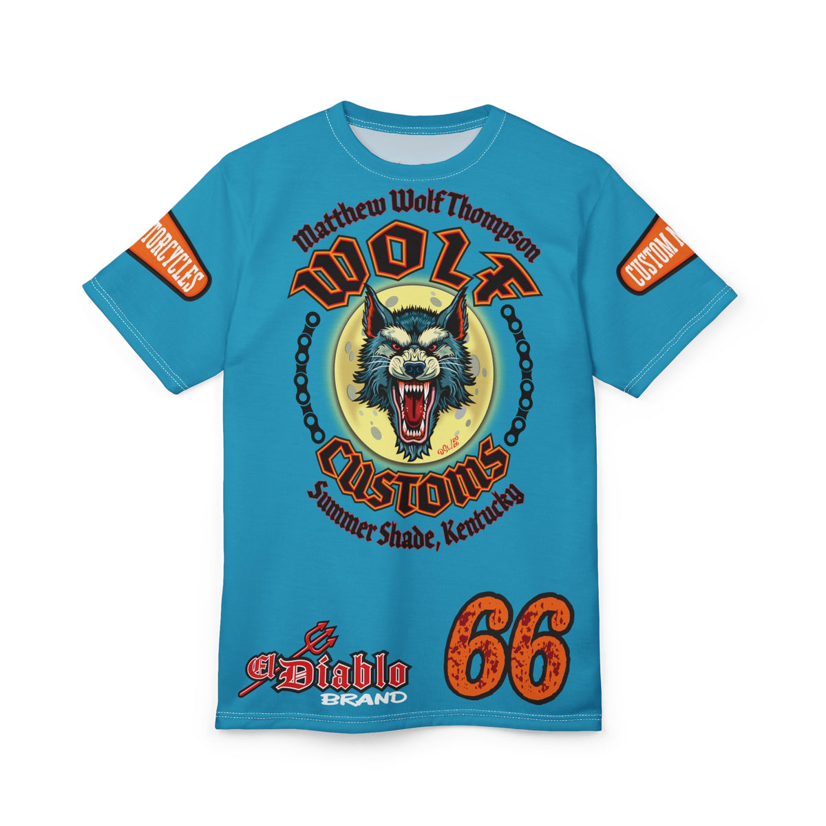 MWT Wolf Custom Motorcycles Super Tee — Viciously Cool High Performance Motorcycle Riding Shirt