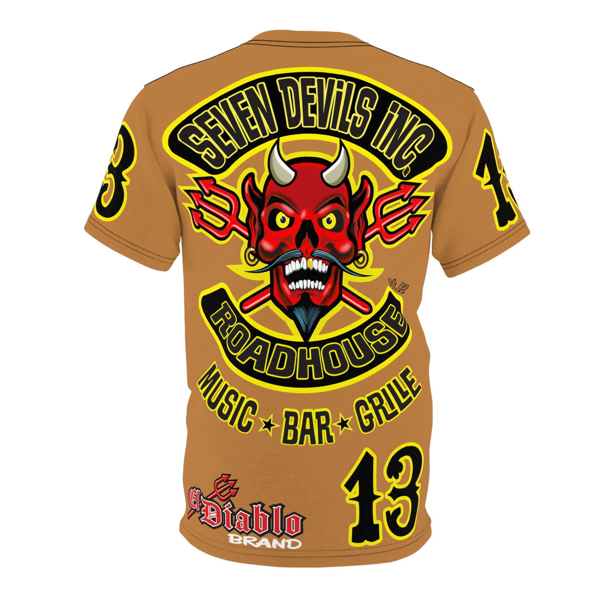 Seven Devils Inc. Roadhouse Black on Black Super Tee — Extreme Edgy Graphics - Bad Attitude Custom Biker Riding Gear