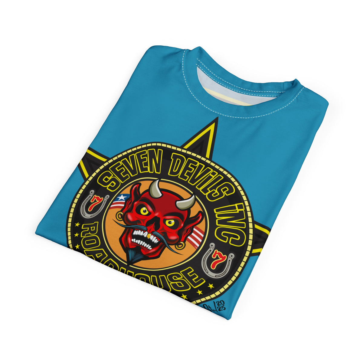 Seven Devils Inc. Roadhouse Bad in  Black Super Tee — Extreme Edgy Graphics - Bad Attitude Custom Biker Riding Gear