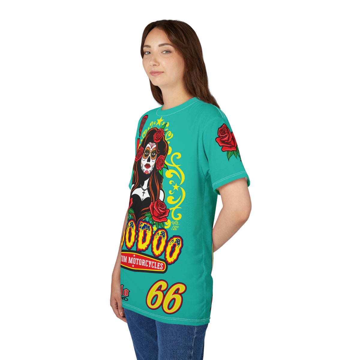 Copy of Voodoo Custom Motorcycles Tee — Queen of Hearts  Graphic Riding Super Tee