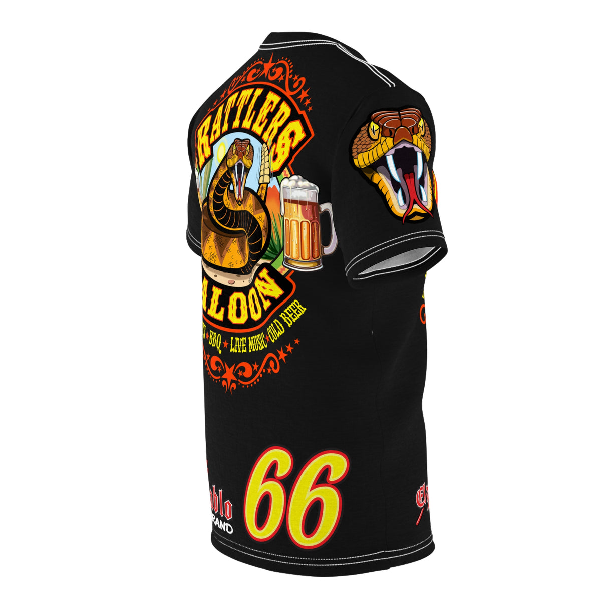 Rattlers Saloon Snake Logo Tee — Vintage Biker 66 Graphic Shirt