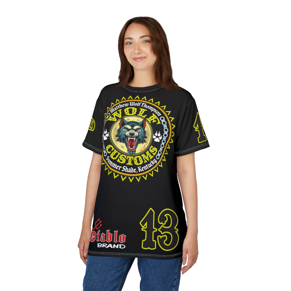 MWT Wolf Customs 13 Black Graphic Super Tee — Retro Motorcycle Club Shirt, The Best Biker Riding Tee EVER !!!