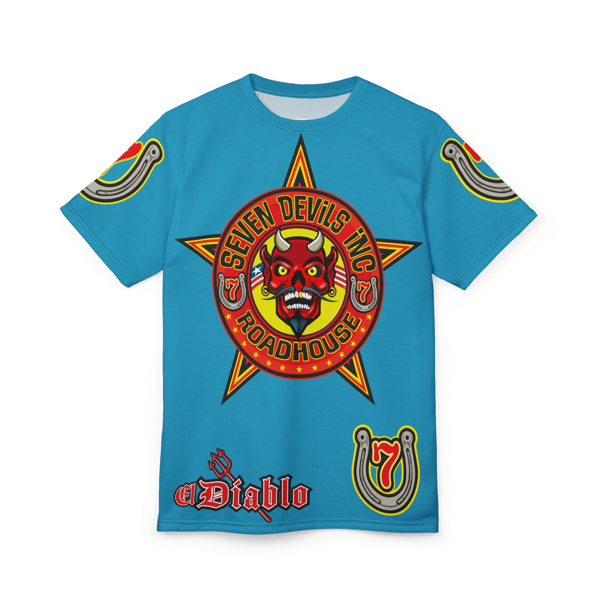 Seven Devils Inc. Roadhouse  Graphic Tee - Custom Motorcycle Riding Super Tee, Edgy Streetwear Perfect Fit & Comfort Biker Wear