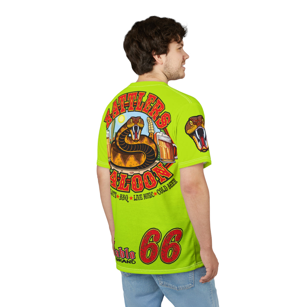 VERY Special Rattlers Saloon  BADAZZ HIVIZ SUPER TEE — Vintage Biker 66 Graphic Shirt