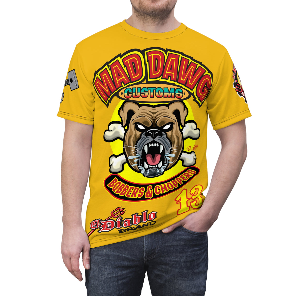 Mad Dawg Choppers & Bobbers Custom Motorcycle Riders Super Tee