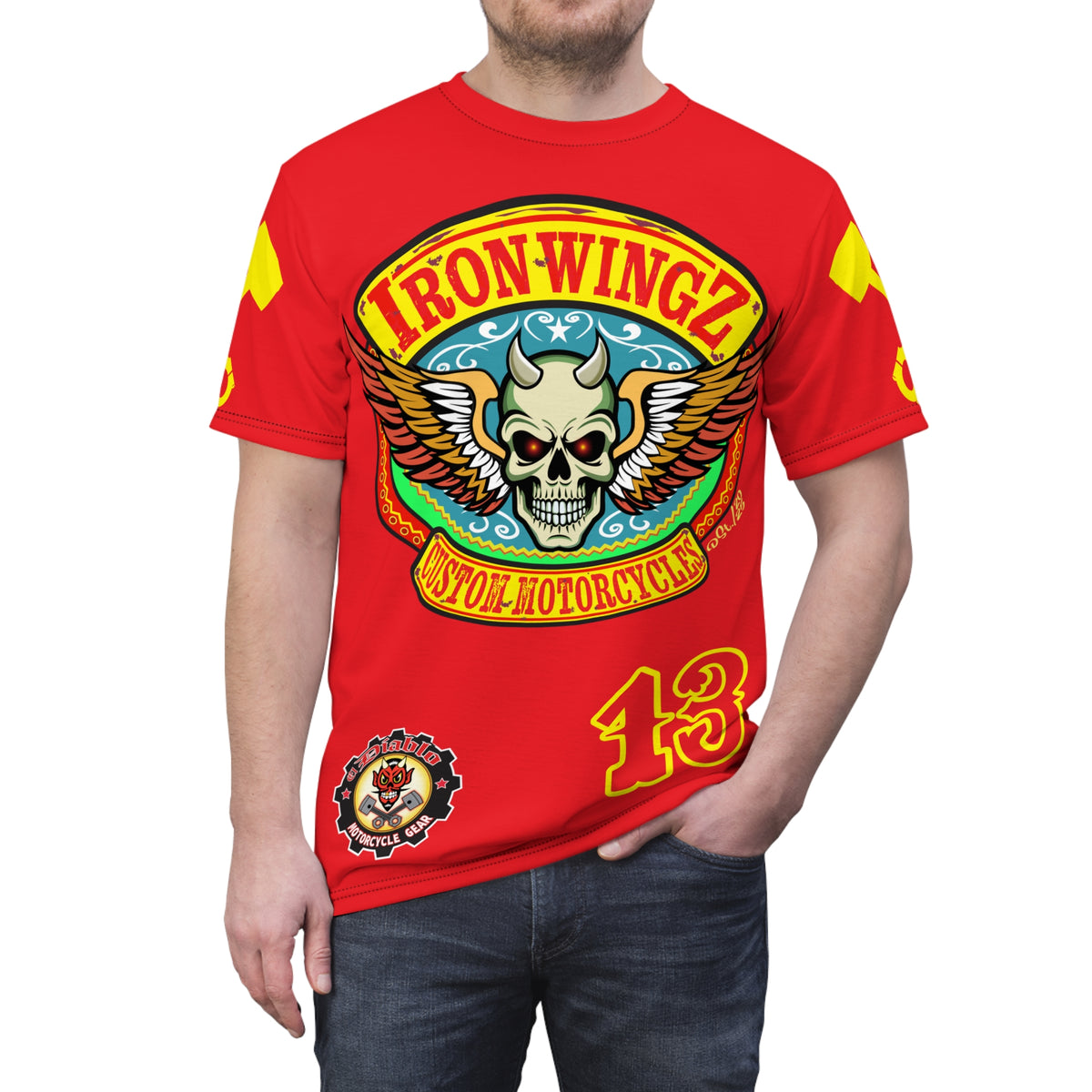 Iron WingZ Customs HIviz Graphic Super Tee, Edgy Streetwear, Customized Apparel, Gift for Bikers