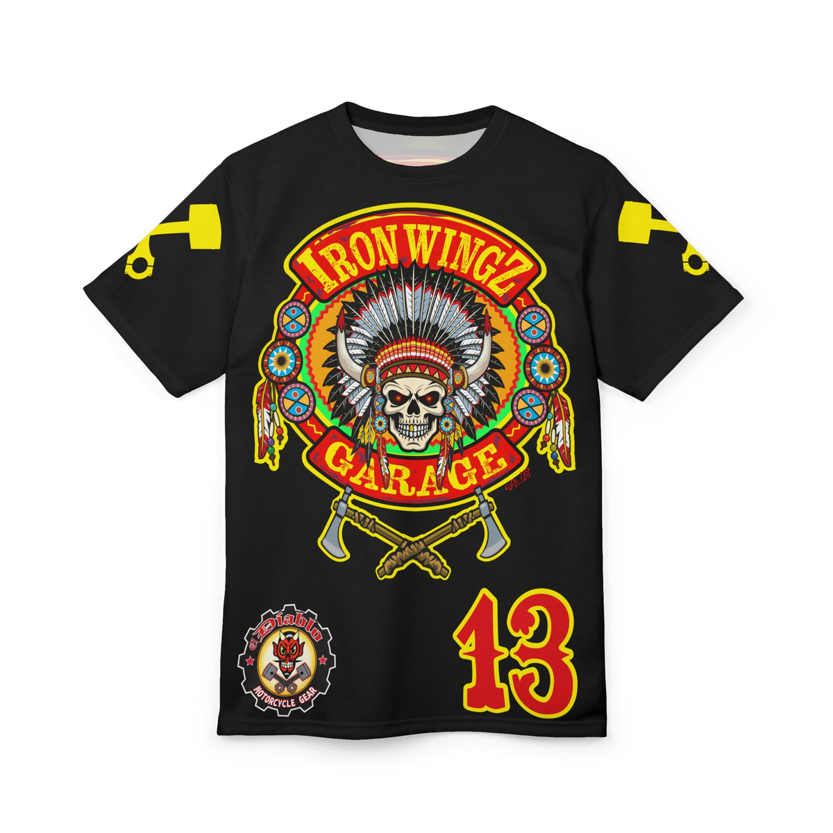Iron WingZ Customs HIviz Graphic Super Tee, Edgy Streetwear, Customized Apparel, Gift for Bikers