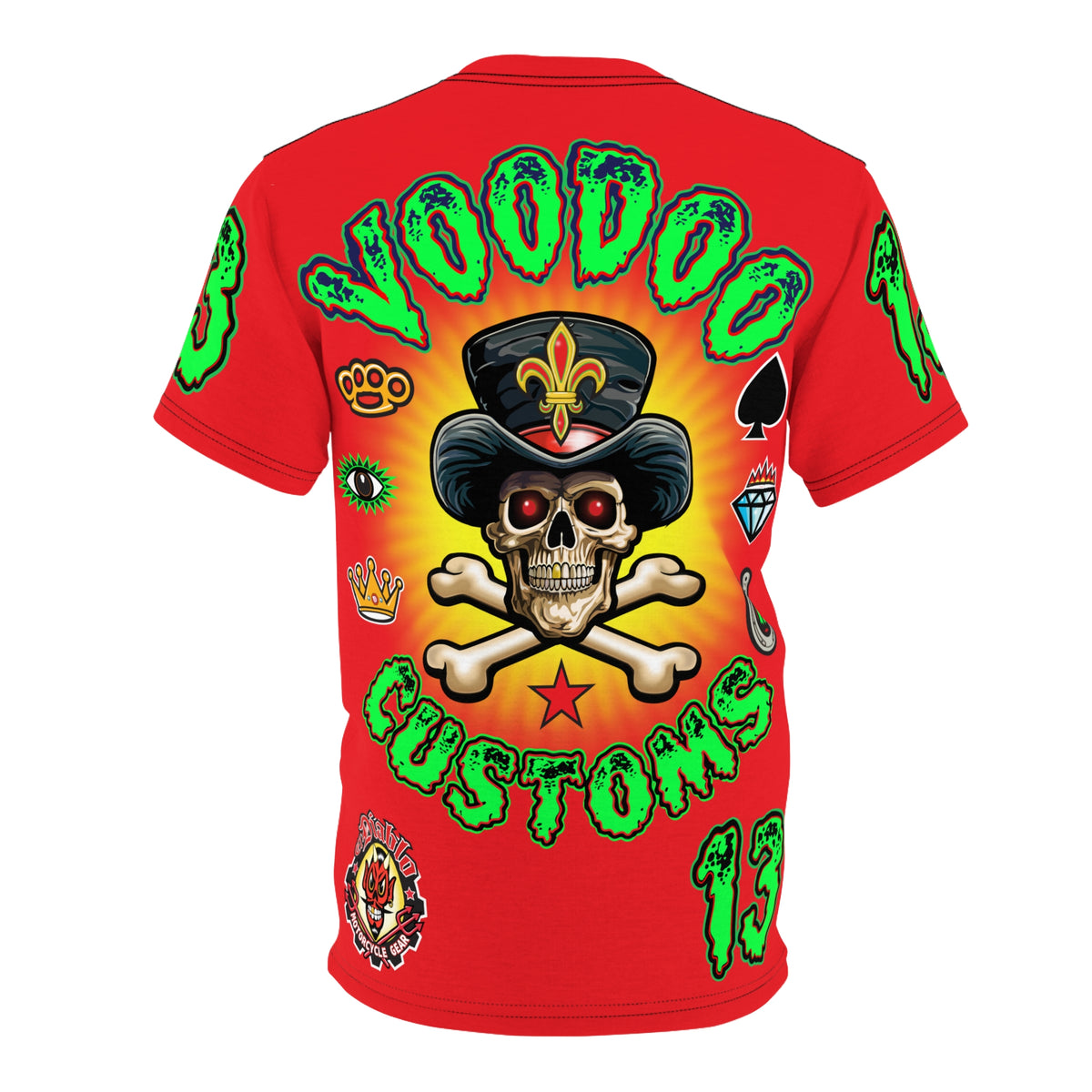 Voodoo Motorcycles HiViz Red Rider Super Tee, Unique Graphic Tee, Custom HiViz Apparel