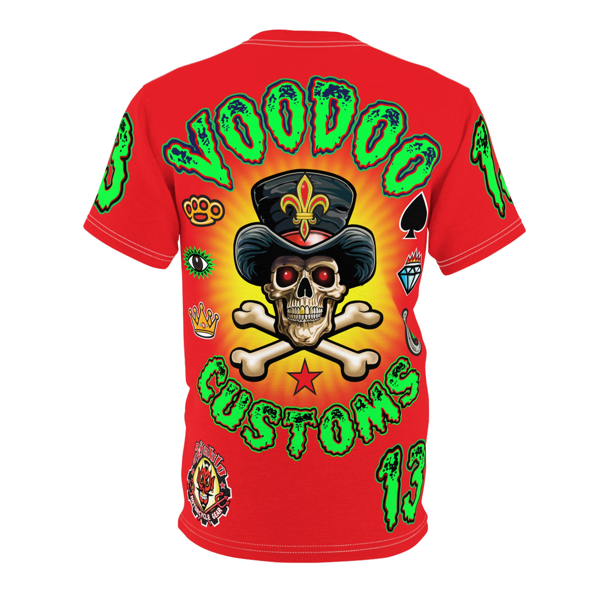 Voodoo Motorcycles HiViz Red Rider Super Tee, Unique Graphic Tee, Custom HiViz Apparel