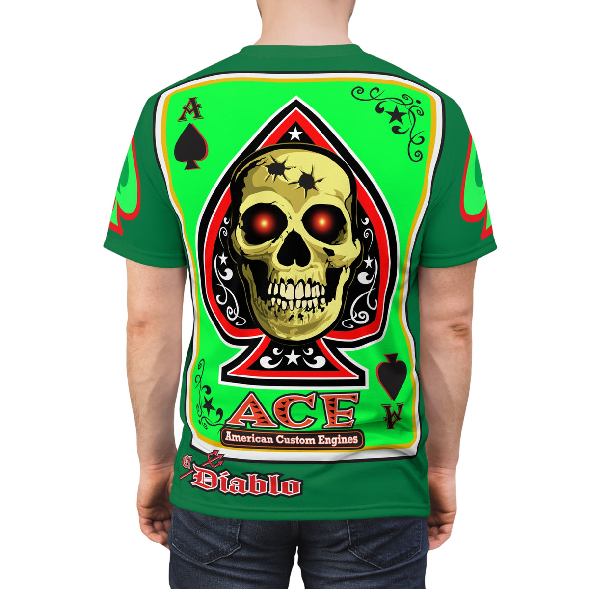 American Custom Engines ACE - Special Lumina Green  Ace of Spades Death Card High visibility Graphics