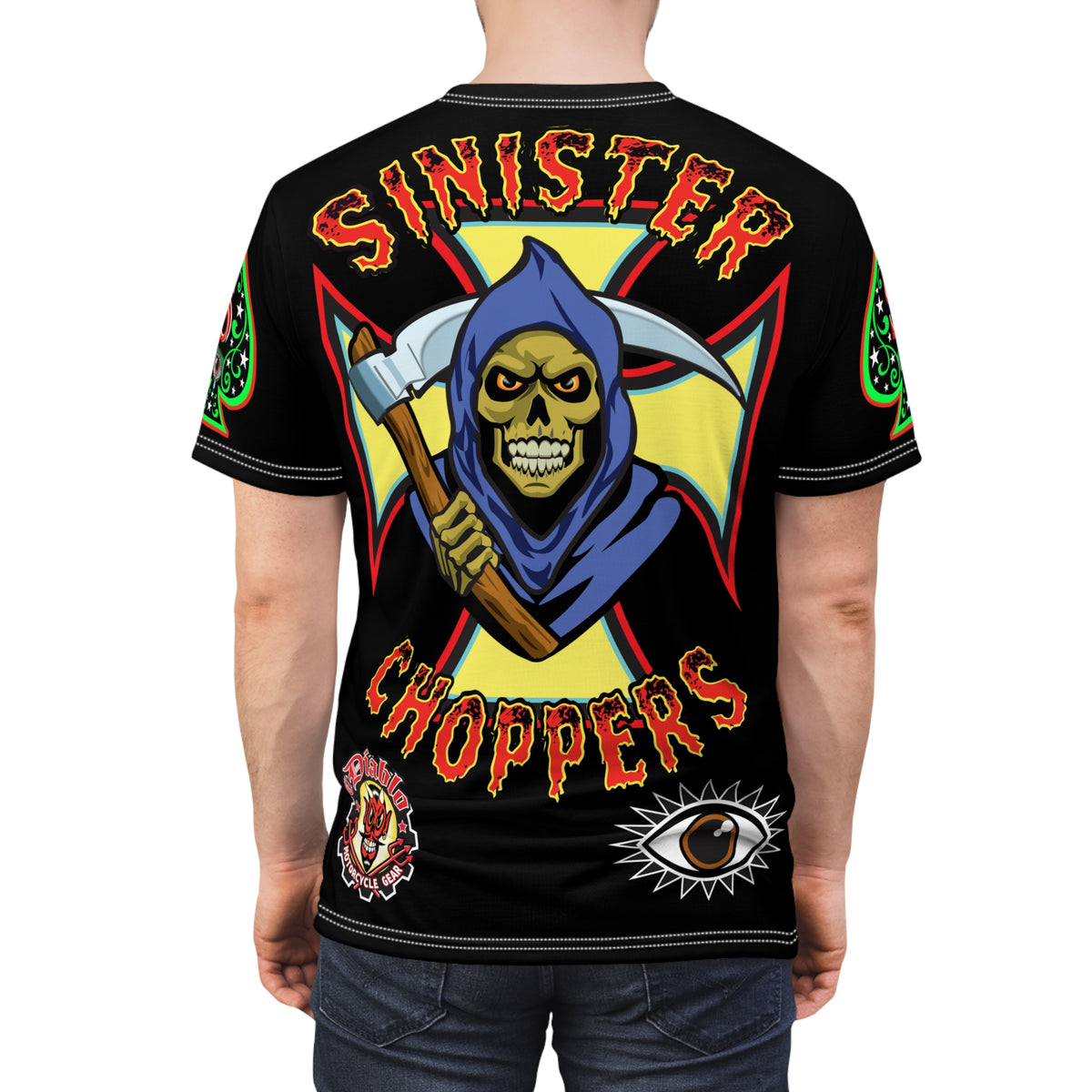 SRT Sinister Choppers Reaper Super Tee - Gothic Graphic T-Shirt for Motorcycle Riders