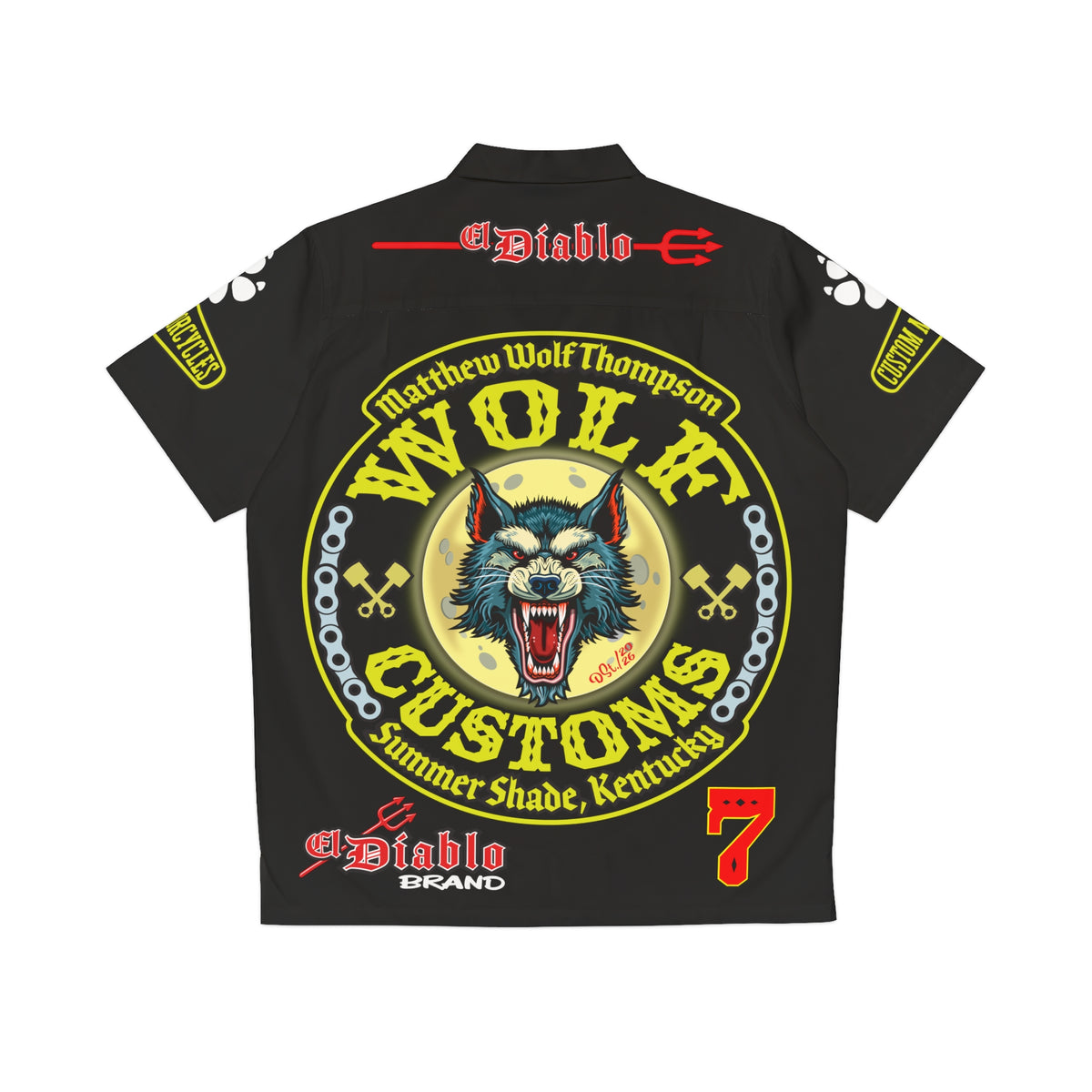 Big Bopper MWT Wolf Customs Motorcycle Hawaiian Shirt -  For Big Men to Size 5XL