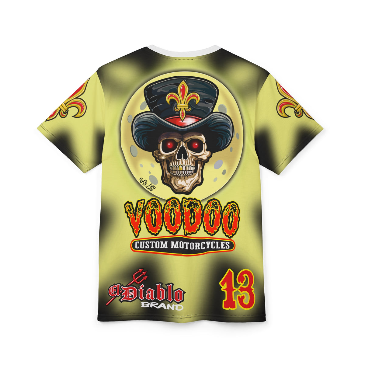 Voodoo Custom Motorcycles HIVIZ TYE DYE BLAST SUPER RIDING TEE - Look Cool, Ride Cool jn our Finest Biker Riding Tee