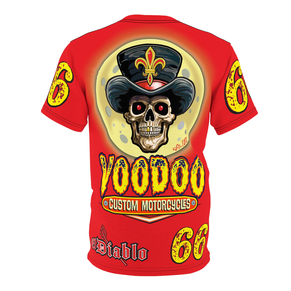 Voodoo Custom Motorcycles Unisex HiViz Tee, Edgy Graphic Shirt, Motorcycle Apparel, Skull T-Shirt, Perfect for Bikers