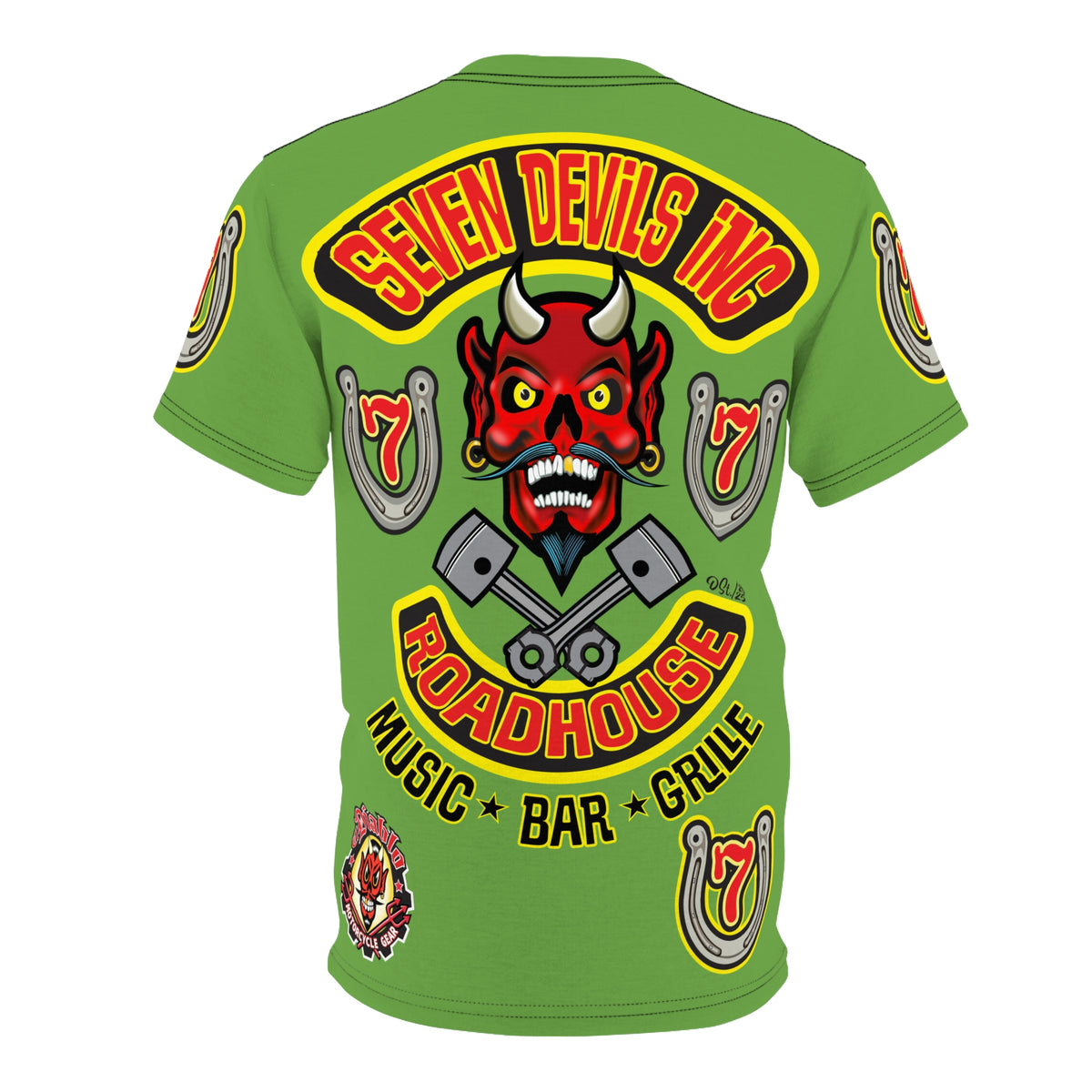 Seven Devils Inc. Roadhouse Graphic Tee - HiViz Motorcycle Custom Riding Super Tee