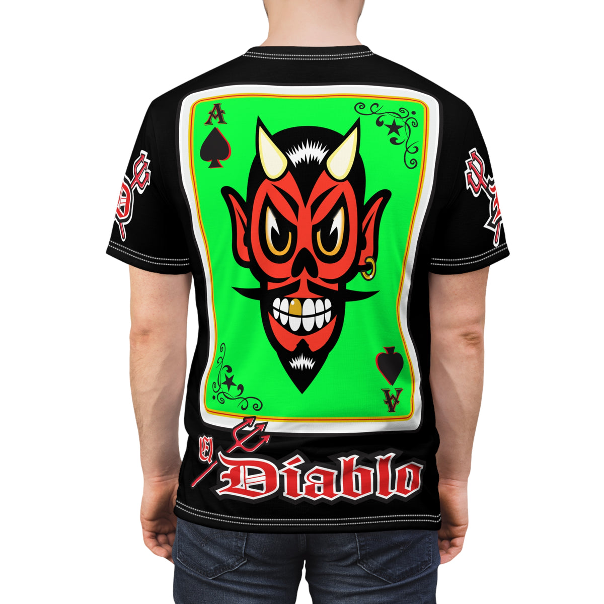 El Diablo Night Ryder HiViz Super Tee, Huge HiViz Back Graphic, See & be seen !!!