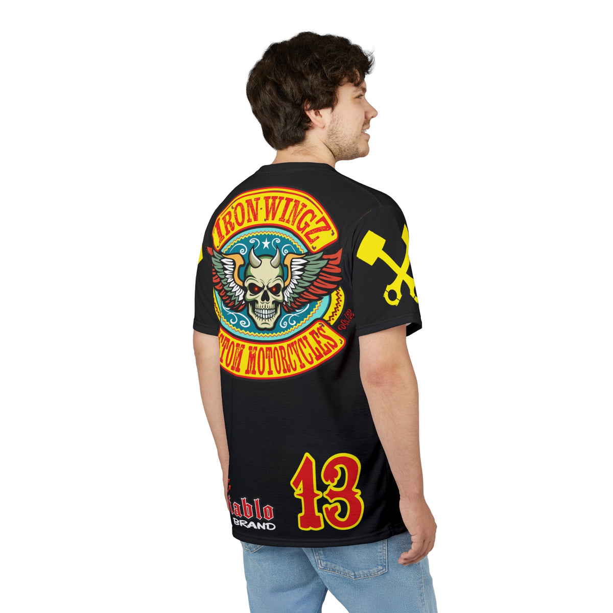 SRT Iron WingZ Custom Motorcycles Graphic Super Riding Tee, Edgy Streetwear, Customized Apparel, Gift for Bikers