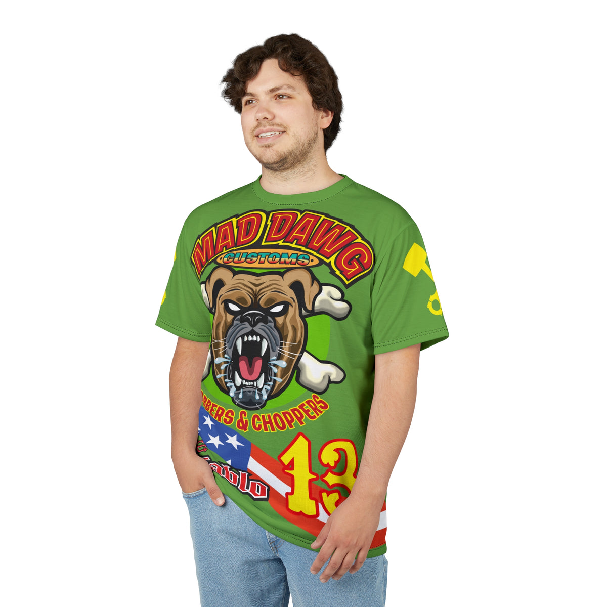 Mad Dawg Customs HiViz Americana - Motorcycle Riders Super Tee