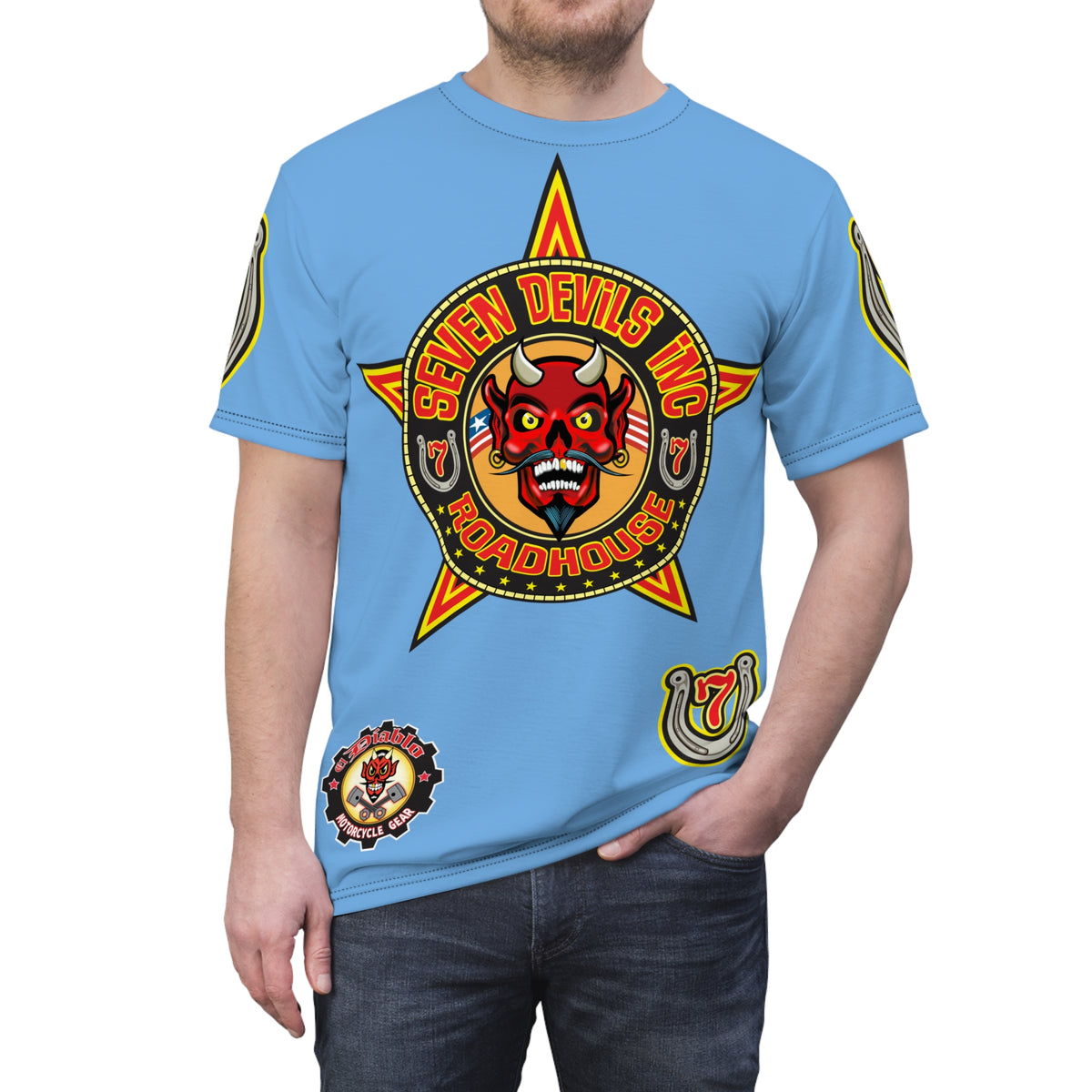 Seven Devils Inc. Roadhouse HiViz Design, Edgy Biker Shirt, Special Motorcycle Riding Gear, Seven Devils Inc.