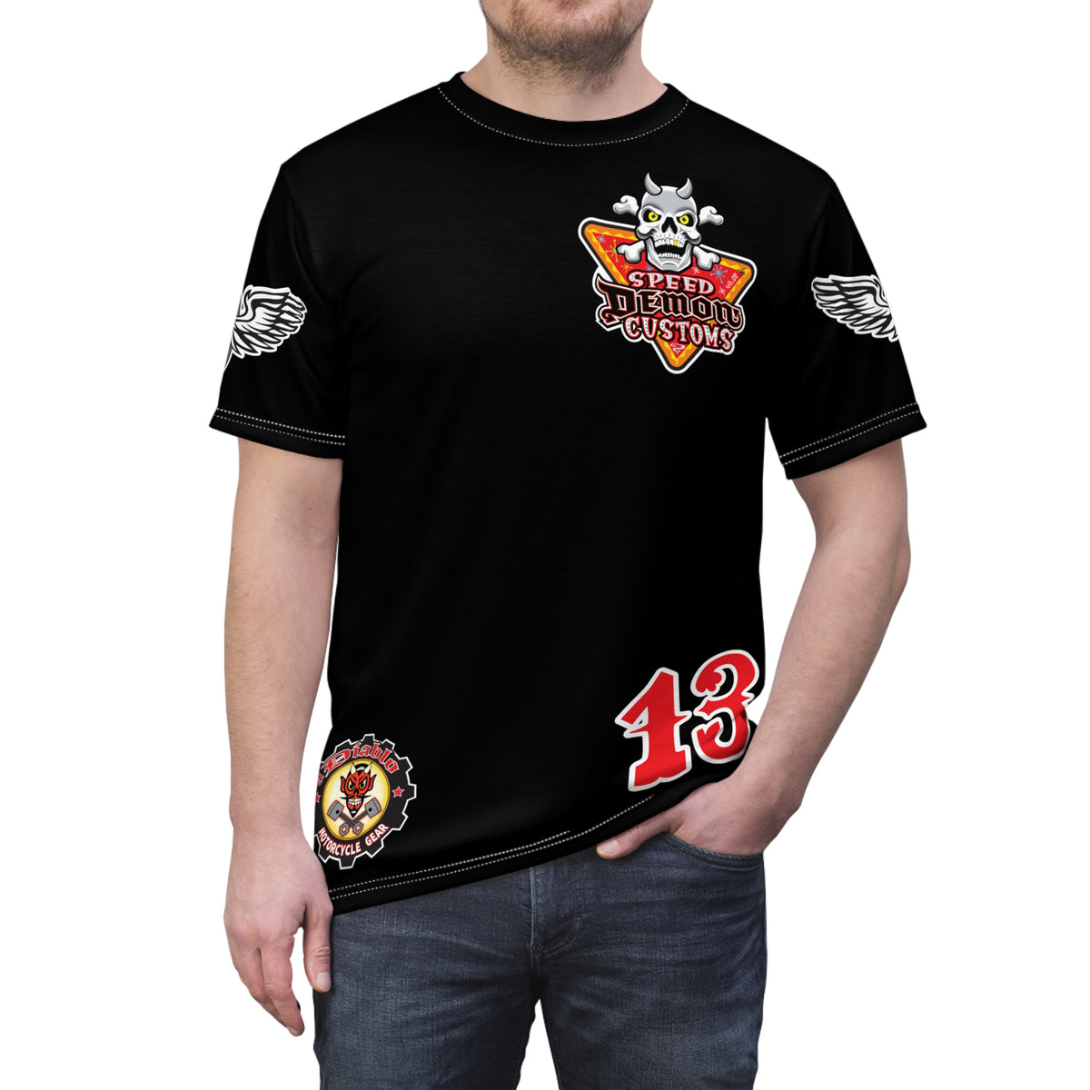 SRT Speed Demon Customs Spectacular  Super Riding Tee - Devilishly Demented Bold Biker Design
