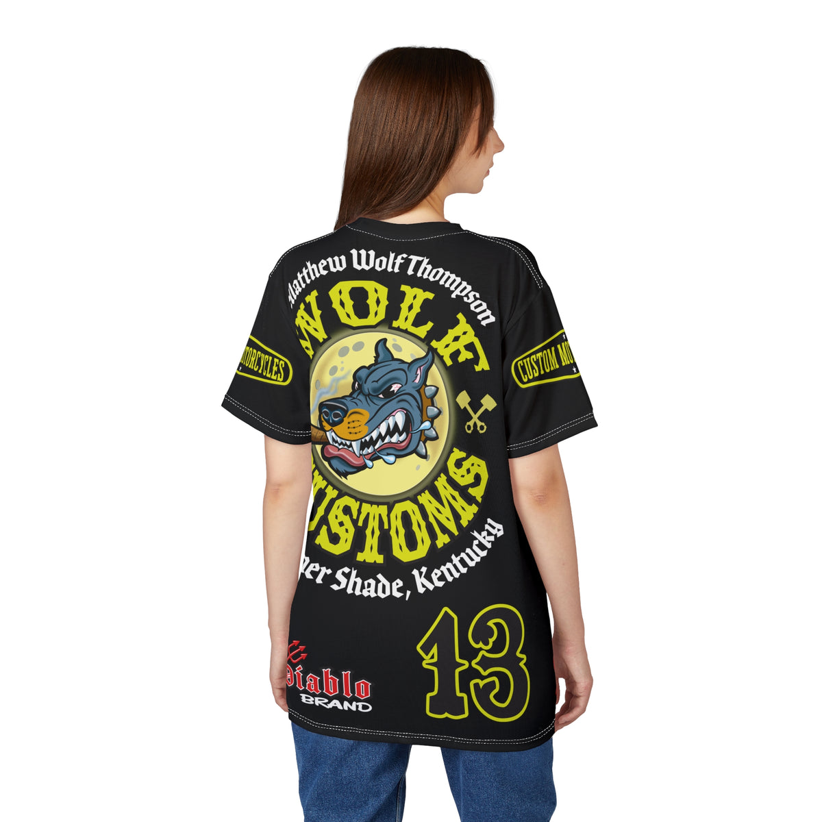 MWT Wolf Customs 13 Black & XL Graphics-Retro Style Super Riding Tee — Retro Motorcycle Club Shirt, The Best Biker Riding Tee EVER !!!